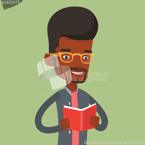 Image of Student reading book vector illustration.