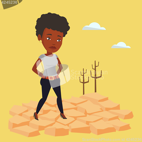 Image of Sad woman in the desert vector illustration.