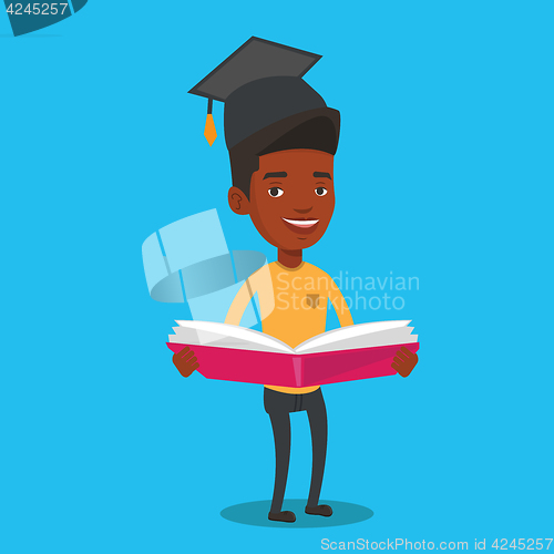 Image of Graduate with book in hands vector illustration.