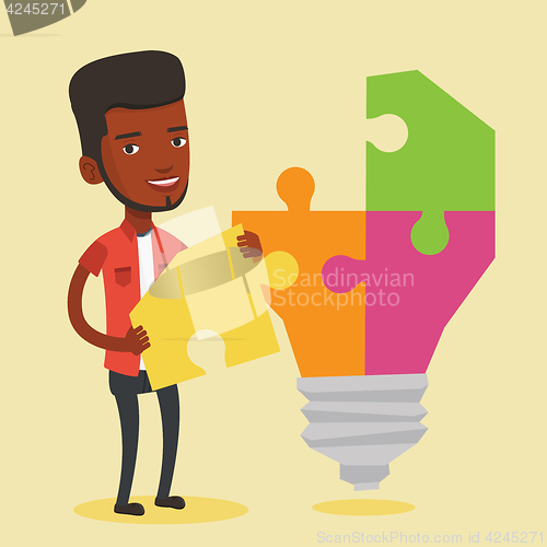 Image of Student with lightbulb vector illustration.