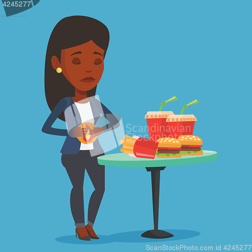 Image of Woman suffering from heartburn vector illustration