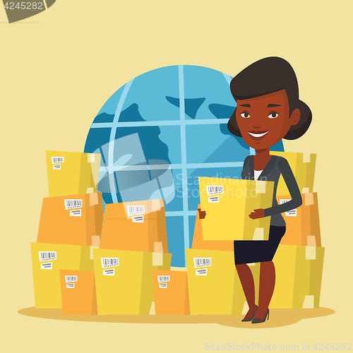 Image of Business worker of international delivery service.