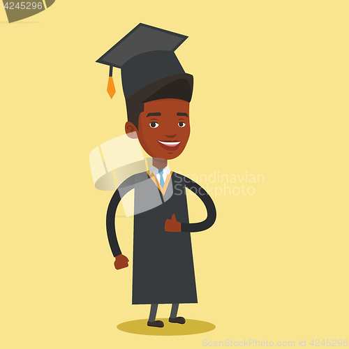 Image of Graduate giving thumb up vector illustration.