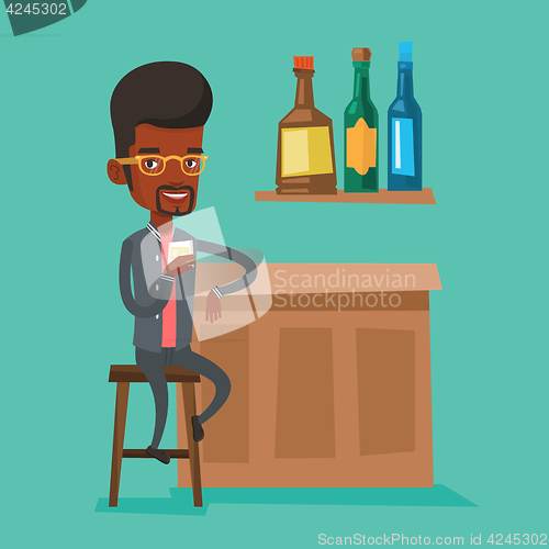 Image of Man sitting at the bar counter vector illustration