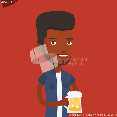 Image of Man drinking beer vector illustration.