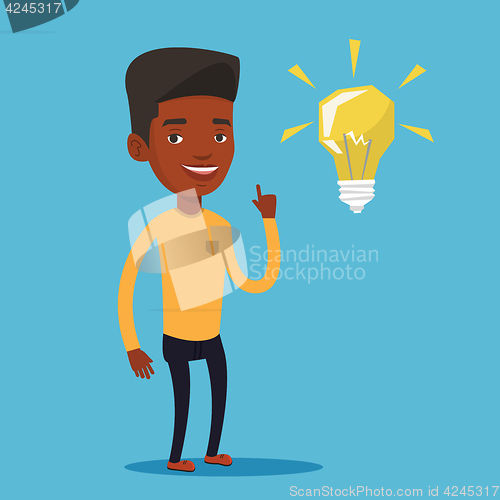 Image of Student pointing at light bulb vector illustration