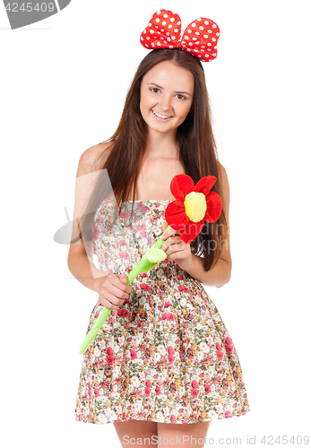 Image of Teen girl with big flower