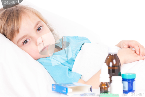 Image of Sick little girl in bed