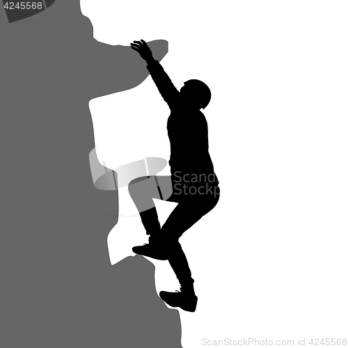 Image of Black silhouette rock climber on white background