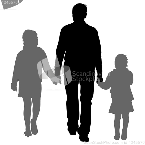 Image of Silhouette of happy family on a white background. illustration.