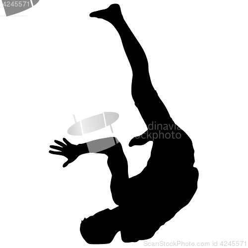 Image of Black Silhouettes breakdancer on a white background