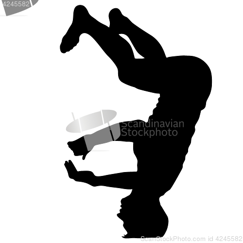 Image of Black Silhouettes breakdancer on a white background