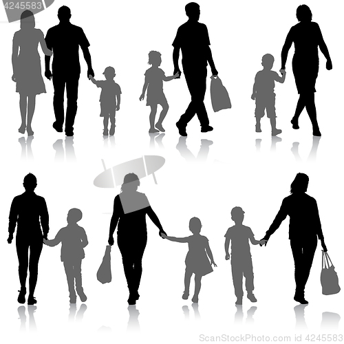 Image of Set silhouette of happy family on a white background. illustration.