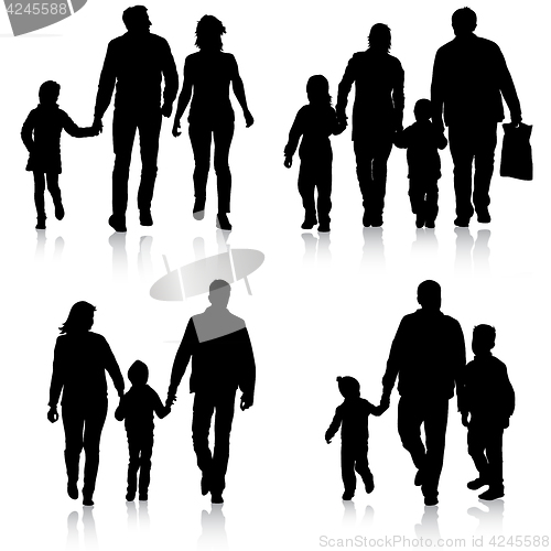 Image of Set silhouette of happy family on a white background. illustration.