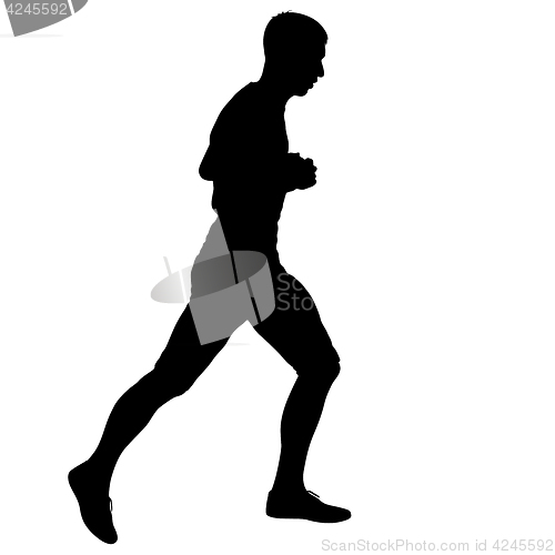 Image of Black Silhouettes Runners sprint men on white background