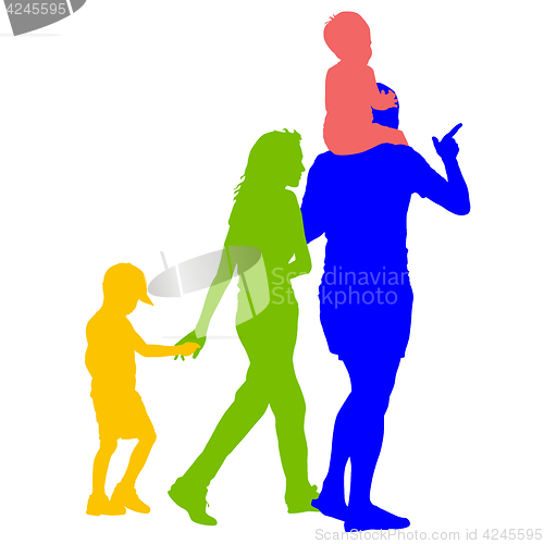 Image of Silhouette of happy family on a white background. illustration.