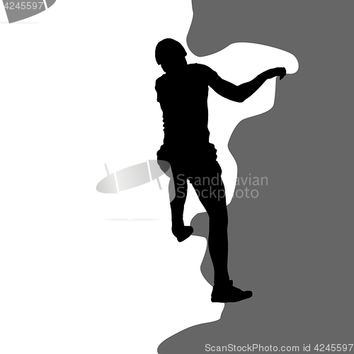 Image of Black silhouette rock climber on white background