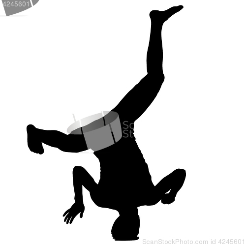 Image of Black Silhouettes breakdancer on a white background