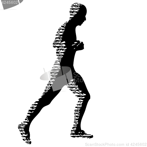 Image of Black Silhouettes Runners sprint men on white background