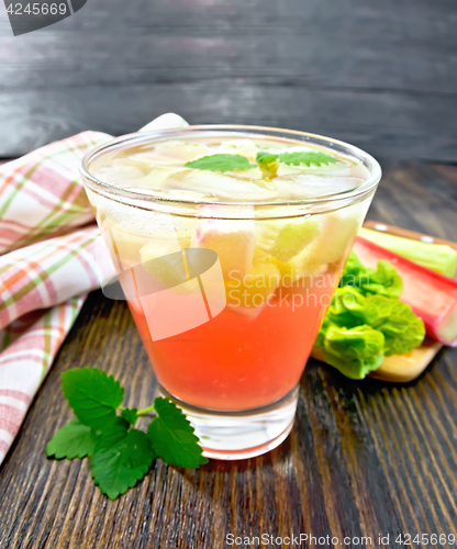 Image of Lemonade with rhubarb and mint on table