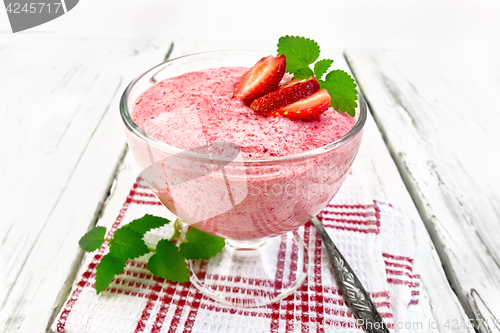 Image of Jelly air strawberry in bowl on light board