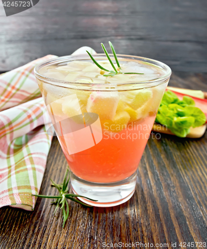 Image of Lemonade with rhubarb and rosemary on table