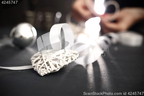 Image of Natural wooden Christmas tree ornaments