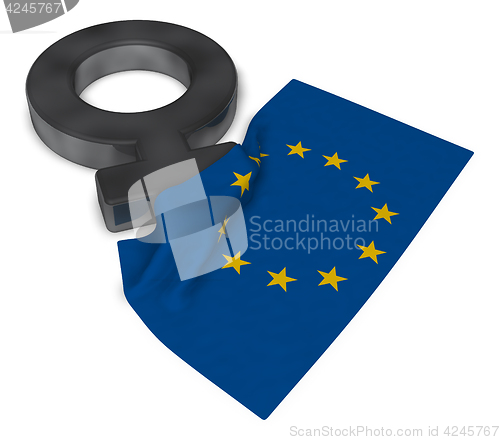 Image of female symbol and flag of the european union - 3d rendering