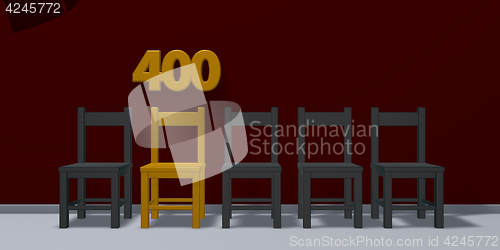 Image of number four hundred and row of chairs - 3d rendering