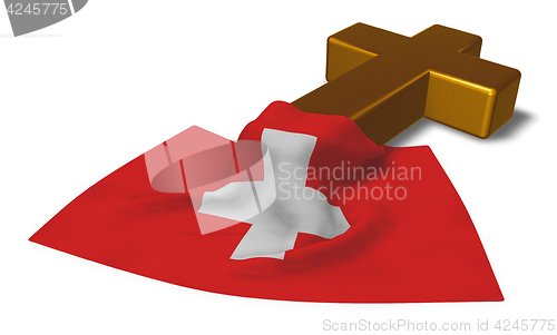 Image of christian cross and flag of switzerland - 3d rendering