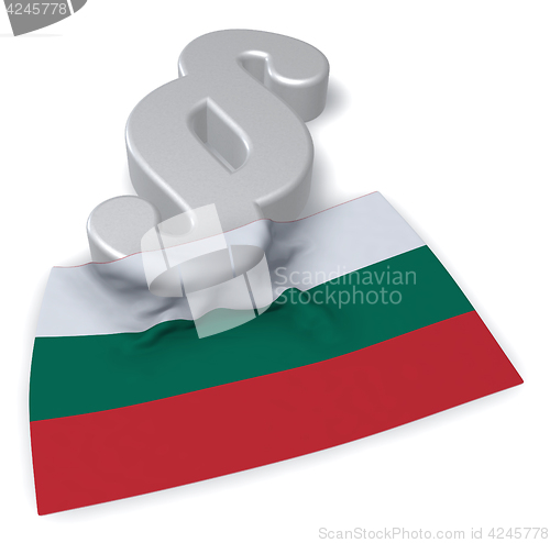 Image of paragraph symbol and flag of bulgaria - 3d rendering