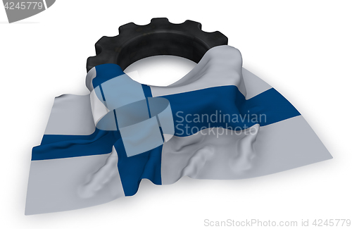 Image of gear wheel and flag of finland - 3d rendering