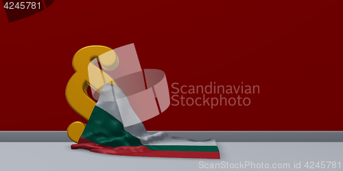 Image of paragraph symbol and flag of bulgaria - 3d rendering
