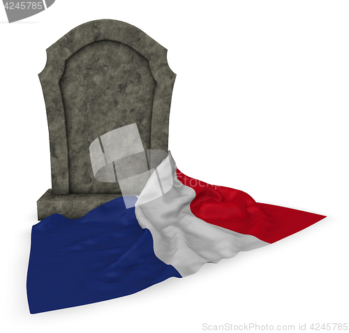 Image of gravestone and flag of france - 3d rendering