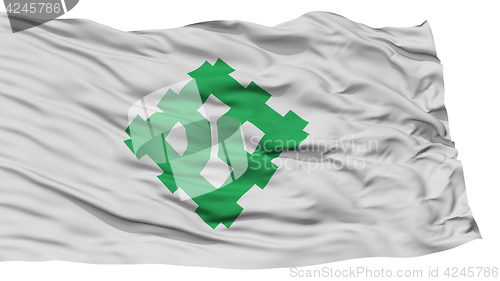 Image of Isolated Fukui Flag, Capital of Japan Prefecture, Waving on White Background