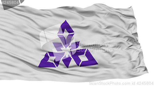 Image of Isolated Fukuoka Flag, Capital of Japan Prefecture, Waving on White Background