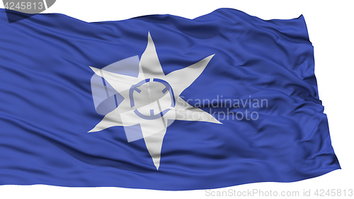 Image of Isolated Mito Flag, Capital of Japan Prefecture, Waving on White Background