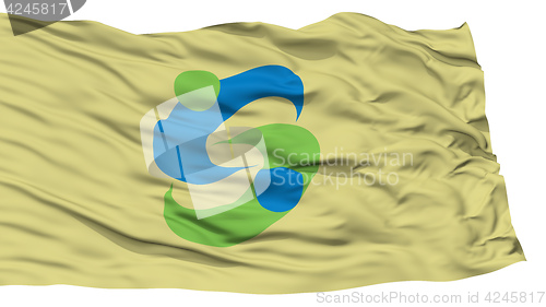 Image of Isolated Saga Flag, Capital of Japan Prefecture, Waving on White Background