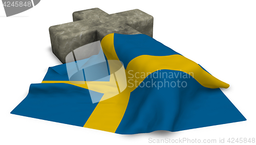 Image of christian cross and flag of sweden - 3d rendering