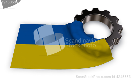 Image of gear wheel and flag of the ukraine - 3d rendering