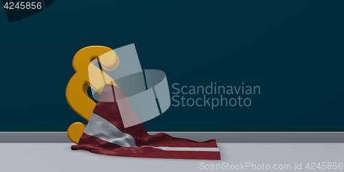 Image of paragraph symbol and flag of latvia - 3d rendering