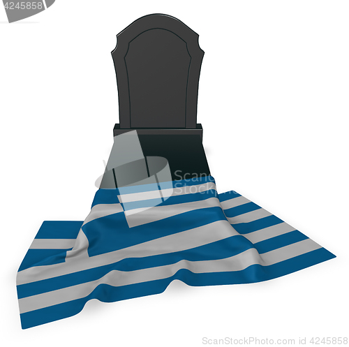 Image of gravestone and flag of greece - 3d rendering