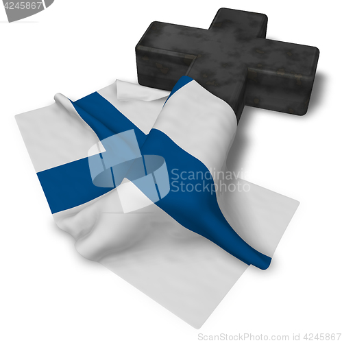 Image of christian cross and flag of finland - 3d rendering