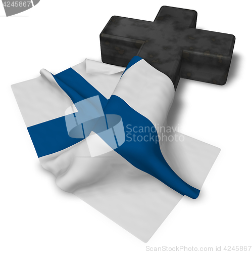 Image of christian cross and flag of finland - 3d rendering