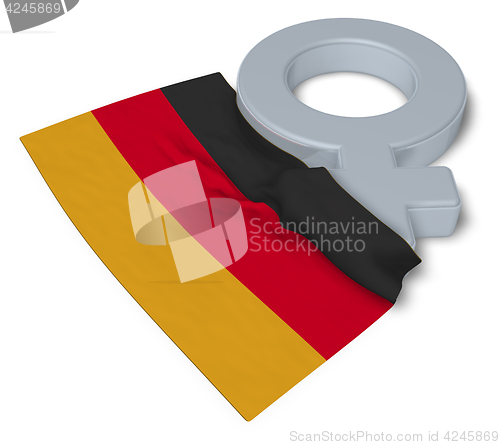 Image of female symbol and flag of germany - 3d rendering