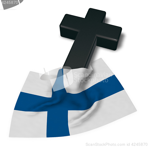 Image of christian cross and flag of finland - 3d rendering