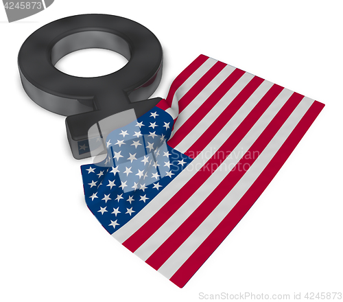 Image of female symbol and flag of the usa - 3d rendering