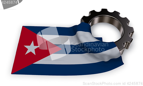 Image of gear wheel and flag of cuba - 3d rendering