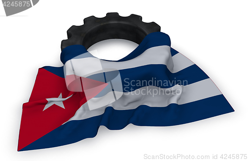 Image of gear wheel and flag of cuba - 3d rendering