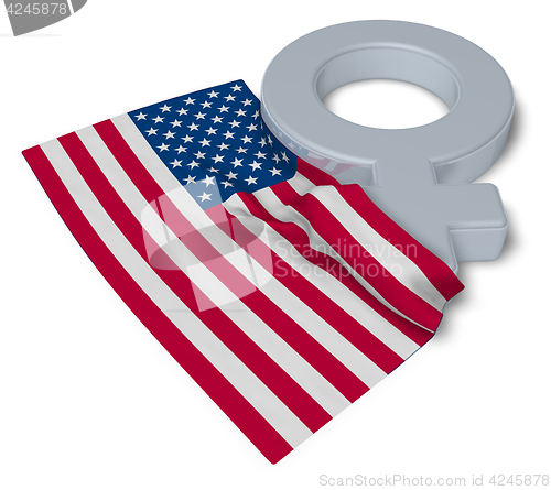 Image of female symbol and flag of the usa - 3d rendering